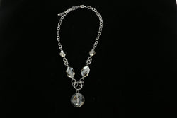 Luxury Crystal Faceted Necklace Silver & Clear NWOT