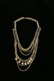Luxury Hammered Finish Leather Necklace Gold & Blue NWOT