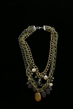Luxury Faceted Necklace Gold/Brown NWOT