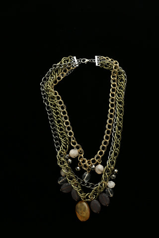 Luxury Faceted Necklace Gold/Brown NWOT