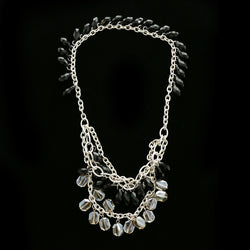 Luxury Faceted Necklace Silver/Black NWOT