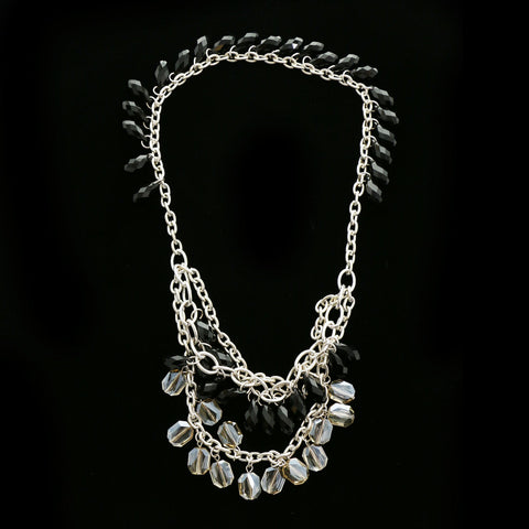 Luxury Faceted Necklace Silver/Black NWOT