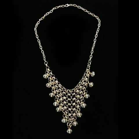 Luxury Faceted Necklace Gold/Clear NWOT