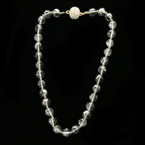 Luxury Faceted Crystal Necklace Gold & Clear NWOT