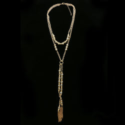 Luxury Faceted Y-Necklace Gold/Clear NWOT