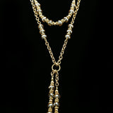 Luxury Faceted Y-Necklace Gold/Clear NWOT
