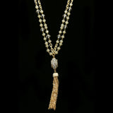 Luxury Faceted Crystal Y-Necklace Gold & Gray NWOT
