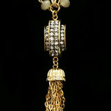 Luxury Faceted Crystal Y-Necklace Gold & Gray NWOT