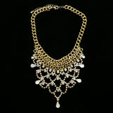 Luxury Faceted Crystal Choker-Necklace Gold & White NWOT
