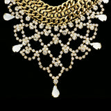 Luxury Faceted Crystal Choker-Necklace Gold & White NWOT