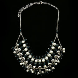 Luxury Faceted Pearl Necklace Silver & Blue NWOT