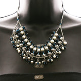 Luxury Faceted Pearl Necklace Silver & Blue NWOT
