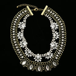 Luxury Crystal Antiqued Necklace Gold NWOT