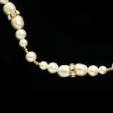 Luxury Crystal Pearl Necklace Gold & White NWOT