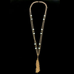 Luxury Faceted Y-Necklace Gold/Green NWOT