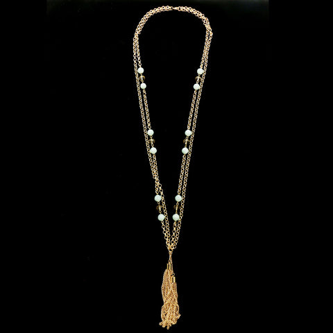 Luxury Faceted Y-Necklace Gold/Green NWOT