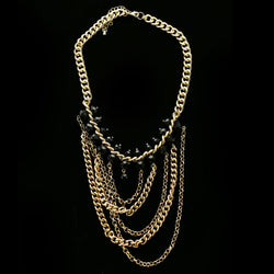 Luxury Faceted Necklace Gold/Black NWOT