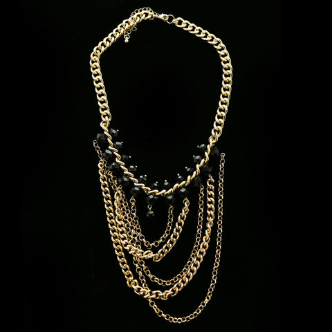 Luxury Faceted Necklace Gold/Black NWOT