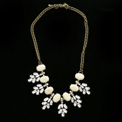 Luxury Crystal Antiqued Necklace Gold & Gray NWOT