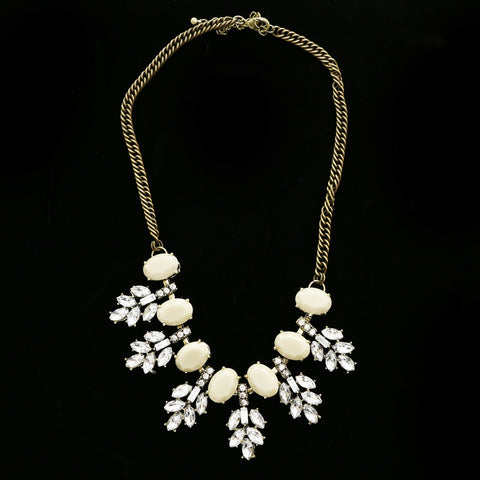 Luxury Crystal Antiqued Necklace Gold & Gray NWOT