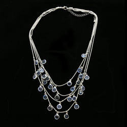 Luxury Faceted Necklace Silver/Blue NWOT
