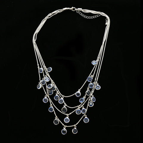 Luxury Faceted Necklace Silver/Blue NWOT