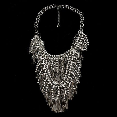 Luxury Crystal Necklace Gunmetal NWOT