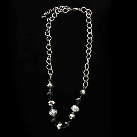Luxury Faceted Necklace Silver/Black NWOT