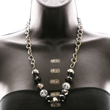 Luxury Faceted Necklace Silver/Black NWOT