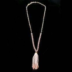 Luxury Faceted Crystal Necklace Gold & Pink NWOT