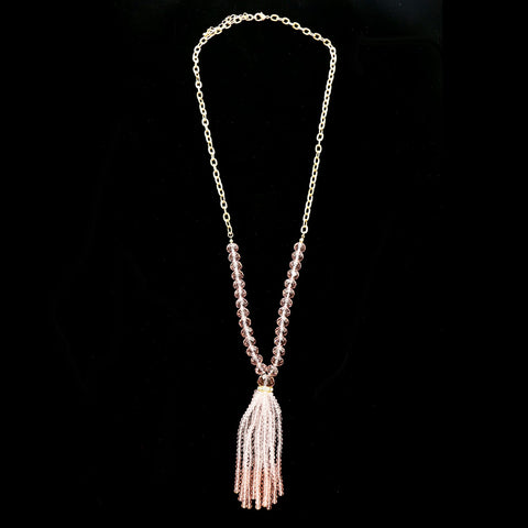 Luxury Faceted Crystal Necklace Gold & Pink NWOT