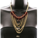 Luxury Faceted Necklace Gold/Red NWOT