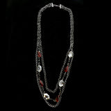Luxury Faceted Necklace Gunmetal/Red NWOT