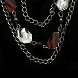 Luxury Faceted Necklace Gunmetal/Red NWOT