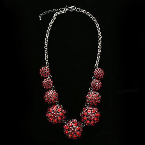 Luxury Crystal Necklace Gunmetal/Red NWOT