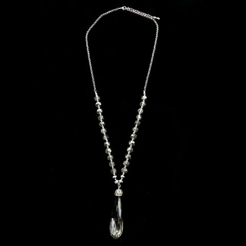 Luxury Crystal Y-Necklace Silver/Dark-Silver NWOT