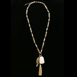 Luxury Semi-Precious Necklace Gold/White NWOT