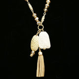 Luxury Semi-Precious Necklace Gold/White NWOT