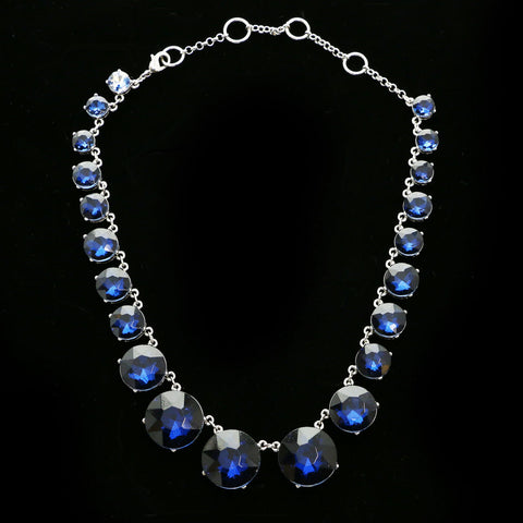 Luxury Crystal Necklace Silver/Blue NWOT