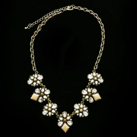 Luxury Crystal Necklace Gold/White NWOT