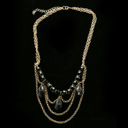 Luxury Faceted Necklace Gold/Black NWOT