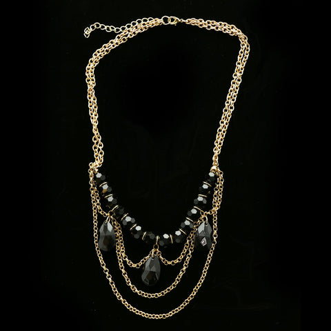 Luxury Faceted Necklace Gold/Black NWOT