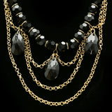 Luxury Faceted Necklace Gold/Black NWOT