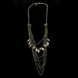 Luxury Faceted Flower Necklace Gold & Gray NWOT