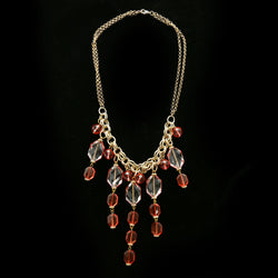 Luxury Faceted Y-Necklace Gold/Red NWOT