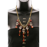 Luxury Faceted Y-Necklace Gold/Red NWOT