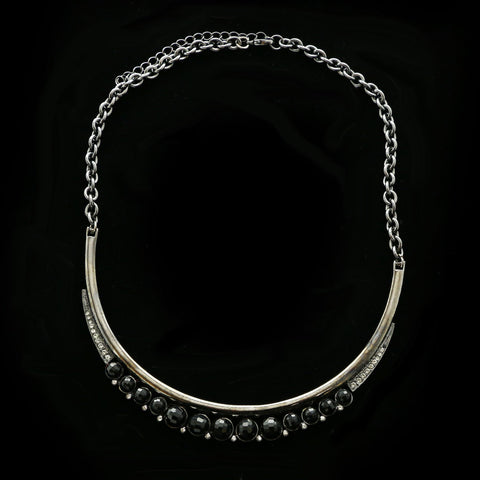 Luxury Crystal Necklace Gunmetal/Black NWOT