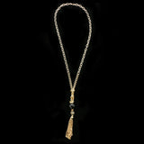 Luxury Faceted Crystal Y-Necklace Gold & Black NWOT