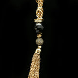 Luxury Faceted Crystal Y-Necklace Gold & Black NWOT