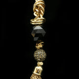 Luxury Faceted Crystal Y-Necklace Gold & Black NWOT